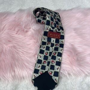 Ricci como- firenze 100% Silk Tie with Floral Checkered Design